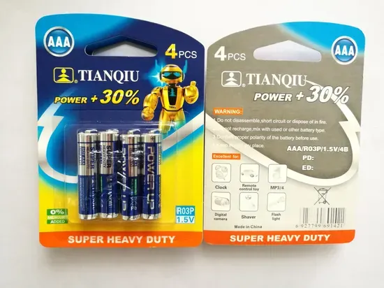 R03 AAA Carbon Zinc Battery 1.5V — Super Heavy Duty Cell